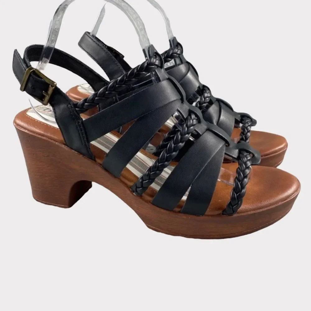 B.O.C BY BORN Garcelle Sandals Strappy Shoes Womens 10‎ M Clog Platform Buckle